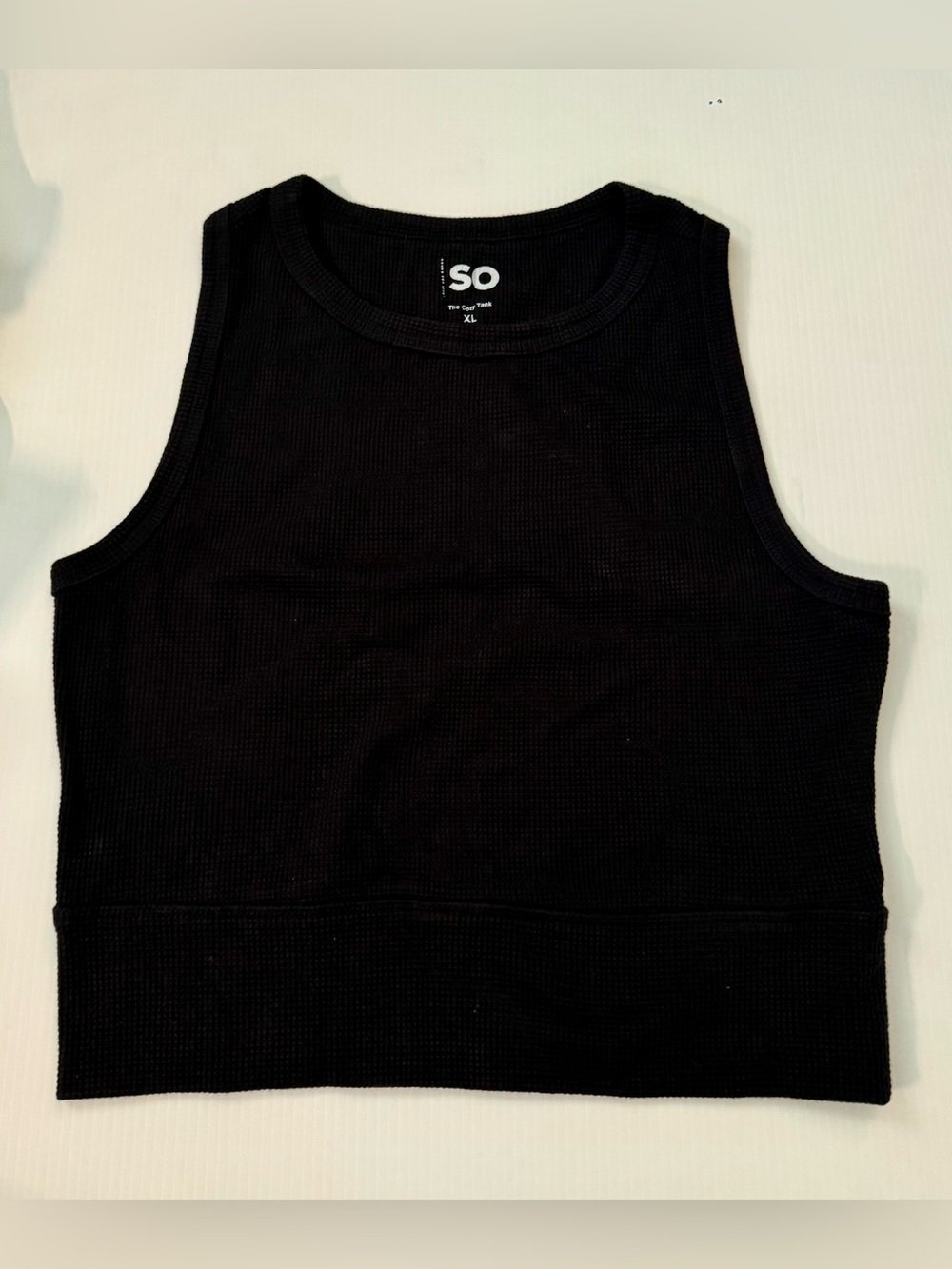 SO Black Ribbed Crop Tank Cozy Tank Size XL Racerback New